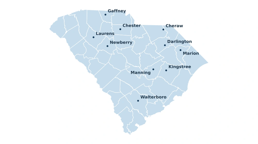 South Carolina county service area map
